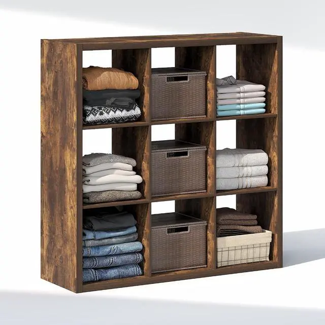Alt view image 5 of 7 - Cubic Closet Organizers and Storage, 9-Cube Closet Organizer, Open Shelf Closet Storage, Extra Thick Frame for Wardrobe, Bedroom, Living Room, Amber Pine