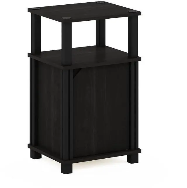 Alt view image 5 of 6 - JUST Night Stand, 3-Tier Nightstand with Door Cabinet, Side Table, End Table with Open Shelf, for Living Room, Bedroom, Espresso