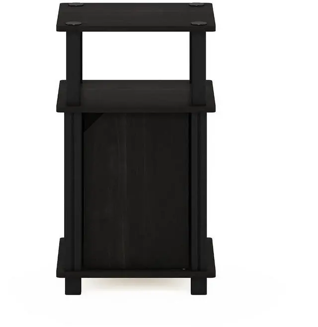 Alt view image 6 of 6 - JUST Night Stand, 3-Tier Nightstand with Door Cabinet, Side Table, End Table with Open Shelf, for Living Room, Bedroom, Espresso