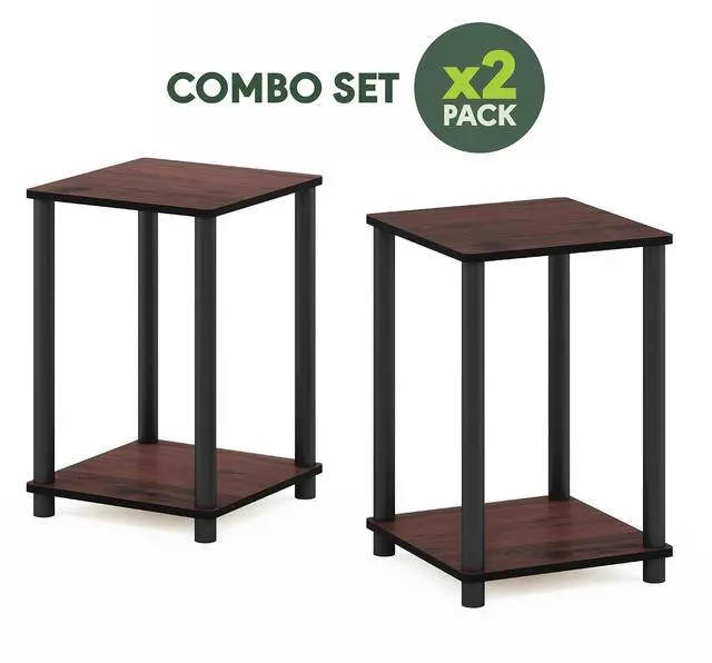Alt view image 4 of 7 - Turn-N-Tube Night Stand Set of 2, 2-Tier Nightstand, Dark Cherry | Stackable, Open Shelf, Toolless Bedside Table, Side Table, End Table for Living Room, Bedroom