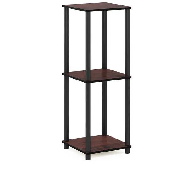 Alt view image 6 of 7 - Turn-N-Tube Night Stand Set of 2, 2-Tier Nightstand, Dark Cherry | Stackable, Open Shelf, Toolless Bedside Table, Side Table, End Table for Living Room, Bedroom