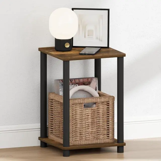 Alt view image 4 of 6 - Turn-N-Tube Night Stand, 2-Tier Open Shelf Design Nightstand, Toolless Square Bedside Table, End Table, Side Table, for Bedroom, Closet, Dorm, Amber Pine