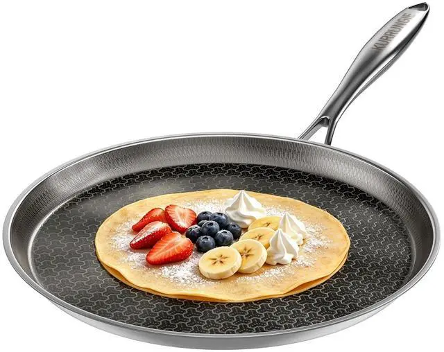 Main image of Stainless Steel Crepe Pan, 13 Inch Nonstick Griddle Pan, 5 Layer Non Stick Coating Pancake Pan, Frying Pan,Omelet Pan with All Stove Tops Available