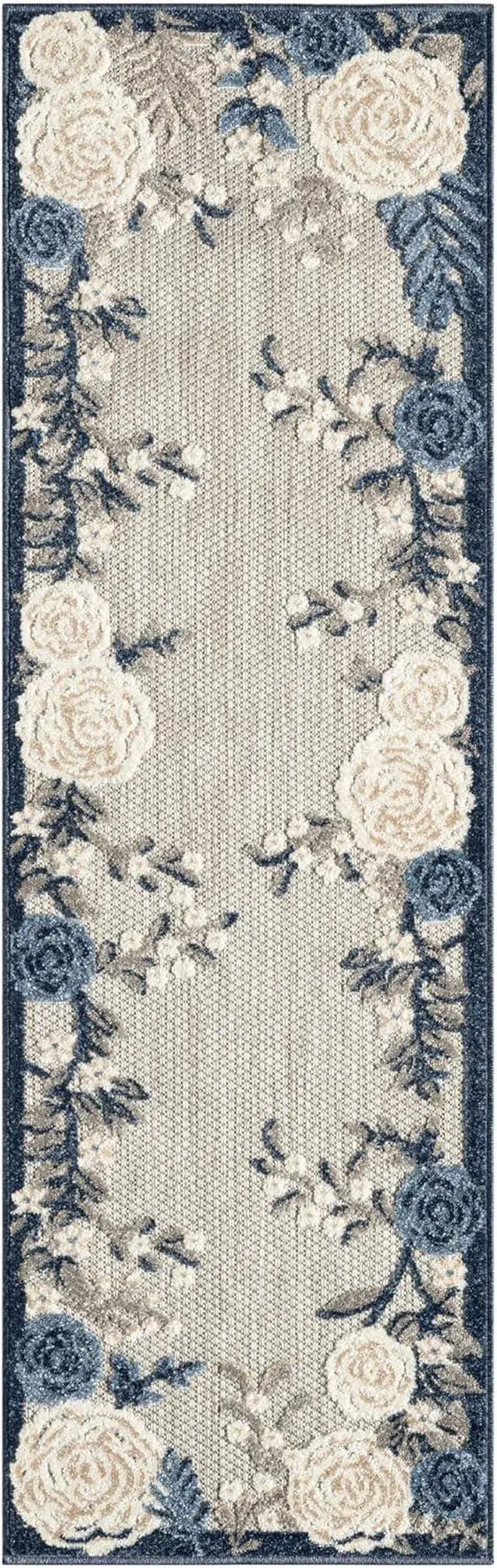 Alt view image 3 of 7 - Home Aloha Blue Grey 2' x 6' Area Rug - Easy Clean, Non Shedding, Bed Room, Living Room, Dining Room, Kitchen (6' Runner)