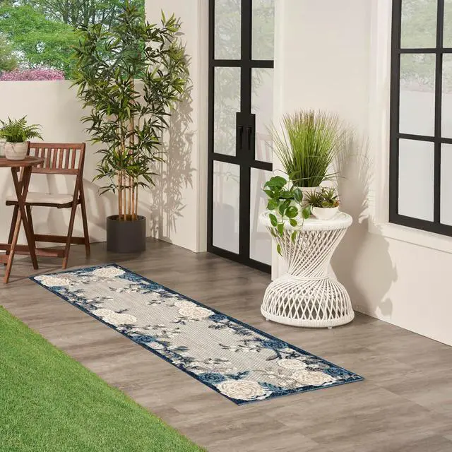 Alt view image 2 of 7 - Home Aloha Blue Grey 2' x 6' Area Rug - Easy Clean, Non Shedding, Bed Room, Living Room, Dining Room, Kitchen (6' Runner)