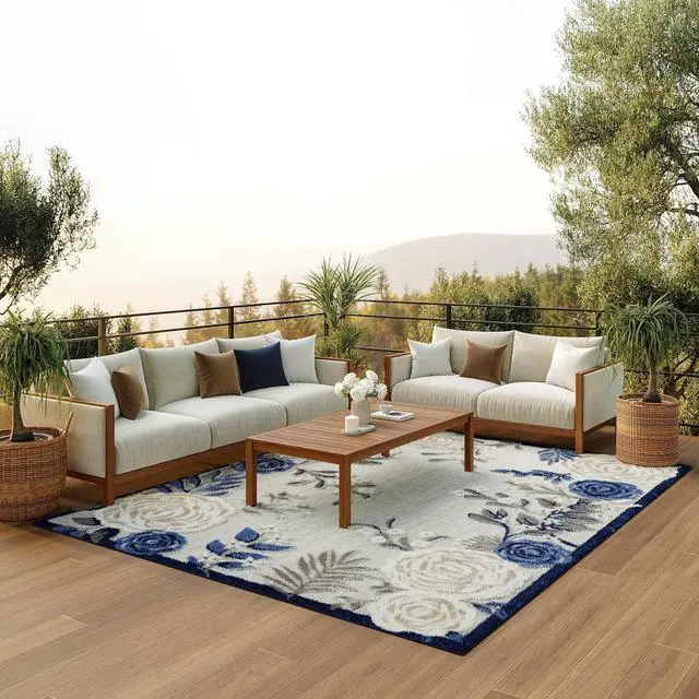 Main image of Home Aloha Blue Grey 7'10" x 10'6" Area Rug - Easy Clean, Non Shedding, Bed Room, Living Room, Dining Room, Kitchen (8' x 11')