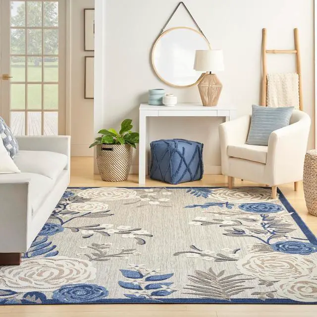 Alt view image 3 of 7 - Home Aloha Blue Grey 7'10" x 10'6" Area Rug - Easy Clean, Non Shedding, Bed Room, Living Room, Dining Room, Kitchen (8' x 11')