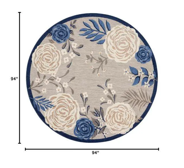 Alt view image 2 of 7 - Home Aloha Blue Grey 7'10" x Round Area Rug - Easy Clean, Non Shedding, Bed Room, Living Room, Dining Room, Kitchen (8' x Round)
