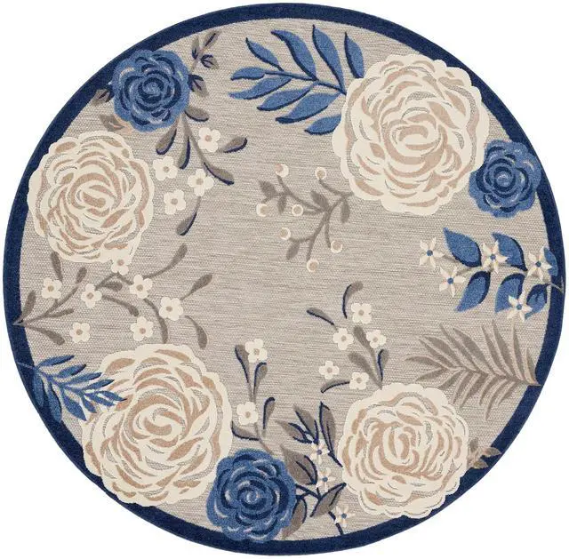 Alt view image 5 of 7 - Home Aloha Blue Grey 7'10" x Round Area Rug - Easy Clean, Non Shedding, Bed Room, Living Room, Dining Room, Kitchen (8' x Round)