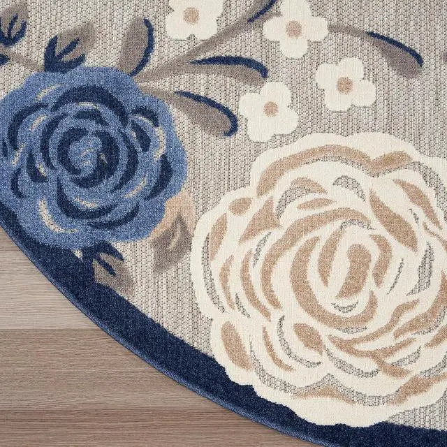 Alt view image 7 of 7 - Home Aloha Blue Grey 7'10" x Round Area Rug - Easy Clean, Non Shedding, Bed Room, Living Room, Dining Room, Kitchen (8' x Round)