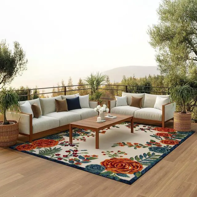 Main image of Home Aloha Ivory Multicolor 12' x 15' Area Rug - Easy Clean, Non Shedding, Bed Room, Living Room, Dining Room, Kitchen (12' x 15')