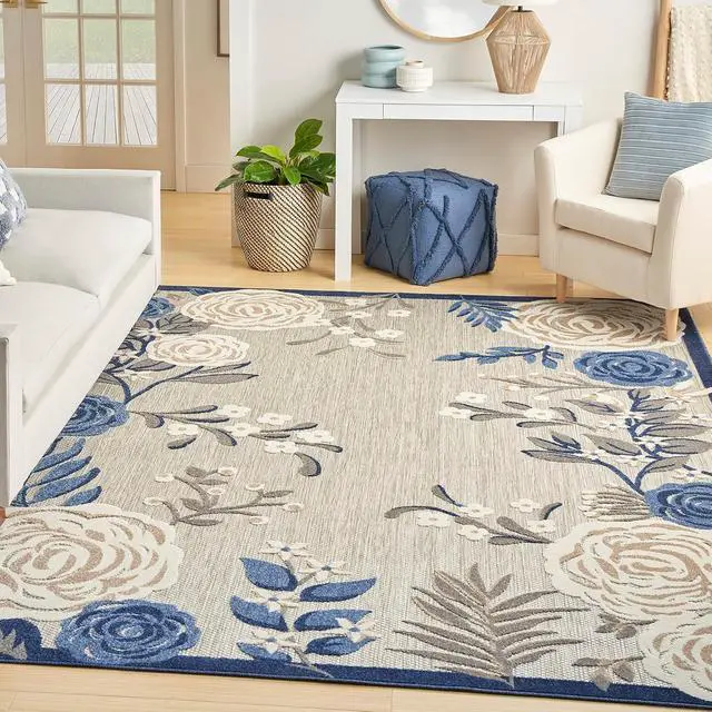 Alt view image 6 of 7 - Home Aloha Blue Grey 7'10" x 10'6" Area Rug - Easy Clean, Non Shedding, Bed Room, Living Room, Dining Room, Kitchen (8' x 11')