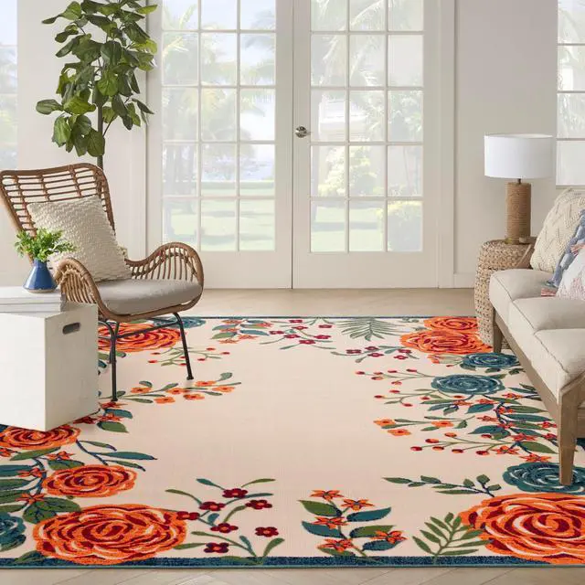 Alt view image 2 of 7 - Home Aloha Ivory Multicolor 12' x 15' Area Rug - Easy Clean, Non Shedding, Bed Room, Living Room, Dining Room, Kitchen (12' x 15')