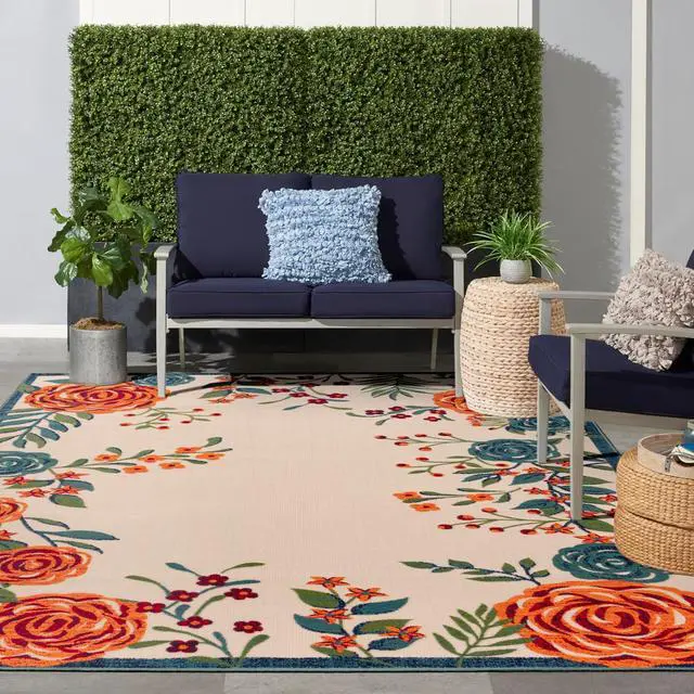 Alt view image 3 of 7 - Home Aloha Ivory Multicolor 12' x 15' Area Rug - Easy Clean, Non Shedding, Bed Room, Living Room, Dining Room, Kitchen (12' x 15')