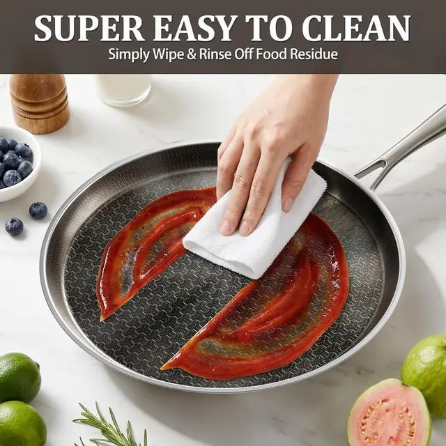 Alt view image 7 of 7 - Stainless Steel Crepe Pan, 11 Inch Nonstick Griddle Pan, 5 Layer Non Stick Coating Pancake Pan, Frying Pan,Omelet Pan with All Stove Tops Available