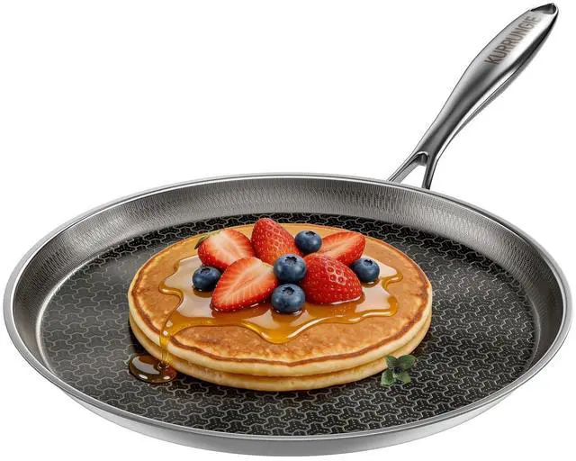 Main image of Stainless Steel Crepe Pan, 12 Inch Nonstick Griddle Pan, 5 Layer Non Stick Coating Pancake Pan, Frying Pan,Omelet Pan with All Stove Tops Available