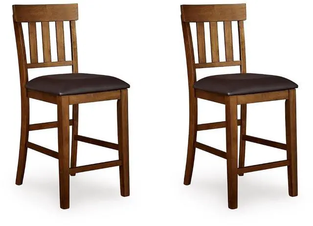 Main image of Ralene Traditional 26" Counter Height Faux Leather Seat Barstool, 2 Count, Brown