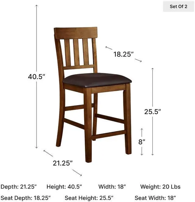 Alt view image 2 of 7 - Ralene Traditional 26" Counter Height Faux Leather Seat Barstool, 2 Count, Brown