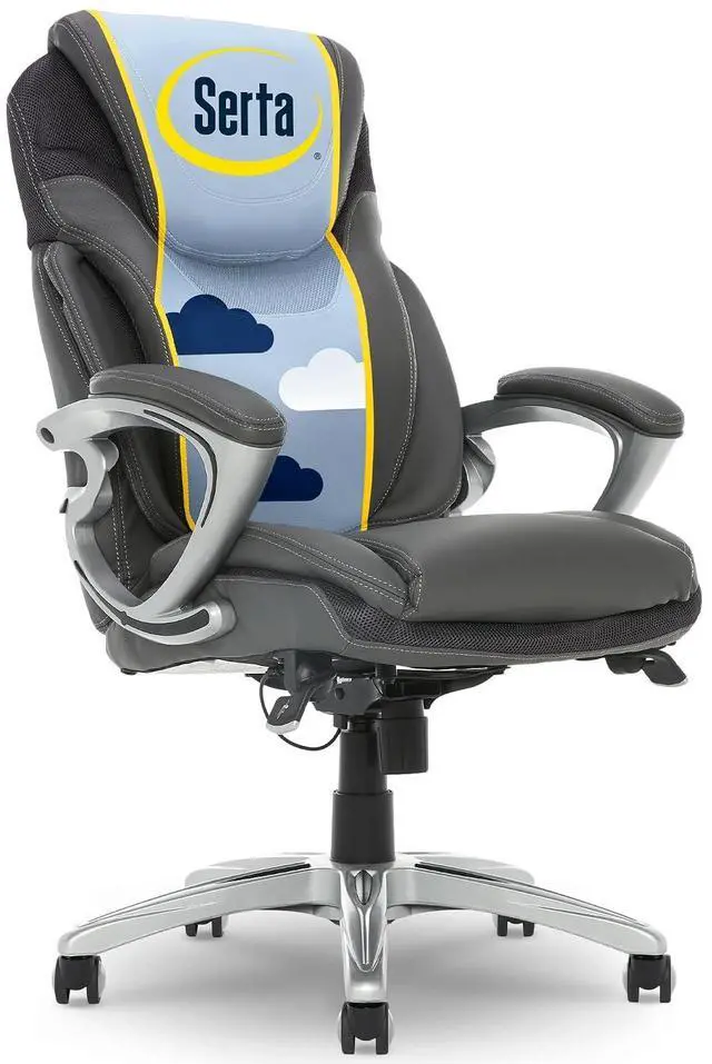 Main image of Bryce Executive Office Chair - Ergonomic Computer Desk Chair with Patented AIR Lumbar Technology - Adjustable Height - Memory Foam Body Pillows - 360° Swivel Rolling Base - Bonded Leather - Gray