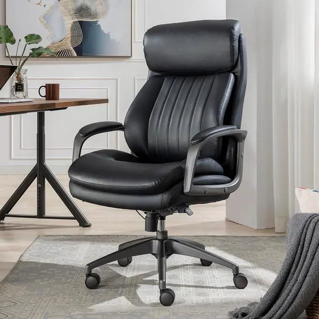 Alt view image 2 of 7 - Nova Executive Office Chair - Ergonomic High Back Desk Chair with AIR Lumbar Support - Comfortable ComputerChair for Home Office - Vegan Leather - Black