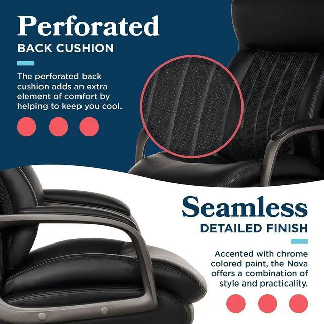 Alt view image 5 of 7 - Nova Executive Office Chair - Ergonomic High Back Desk Chair with AIR Lumbar Support - Comfortable ComputerChair for Home Office - Vegan Leather - Black