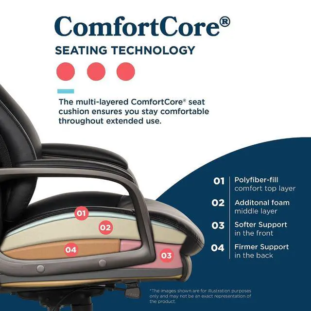 Alt view image 7 of 7 - Nova Executive Office Chair - Ergonomic High Back Desk Chair with AIR Lumbar Support - Comfortable ComputerChair for Home Office - Vegan Leather - Black