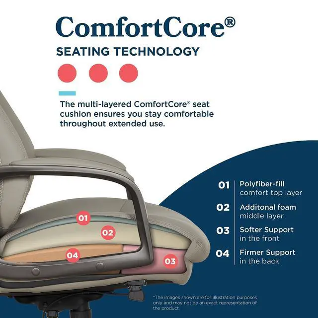 Alt view image 7 of 7 - Nova Executive Office Chair - Ergonomic High Back Desk Chair with AIR Lumbar Support - Comfortable Computer Chair for Home Office - Vegan Leather - Gray