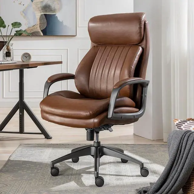 Alt view image 2 of 7 - Nova Executive Office Chair - Ergonomic High Back Desk Chair with AIR Lumbar Support - Comfortable ComputerChair for Home Office - Vegan Leather - Cognac Brown
