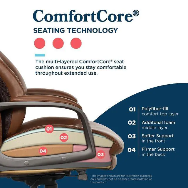 Alt view image 7 of 7 - Nova Executive Office Chair - Ergonomic High Back Desk Chair with AIR Lumbar Support - Comfortable ComputerChair for Home Office - Vegan Leather - Cognac Brown