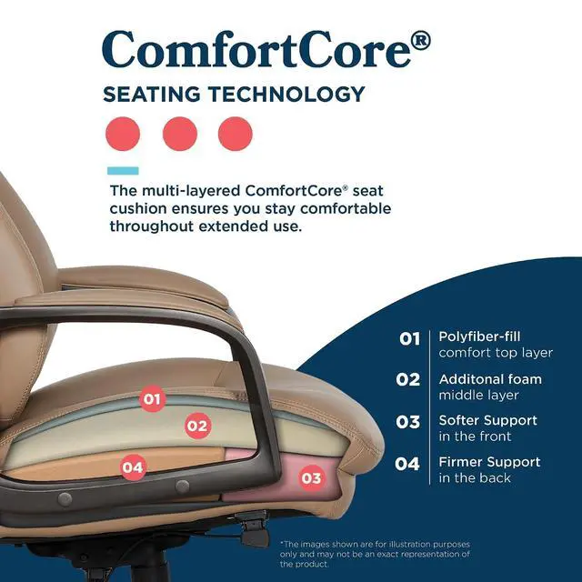 Alt view image 7 of 7 - Nova Executive Office Chair - Ergonomic High Back Desk Chair with AIR Lumbar Support - Comfortable Computer Chair for Home Office - Vegan Leather - Light Tan