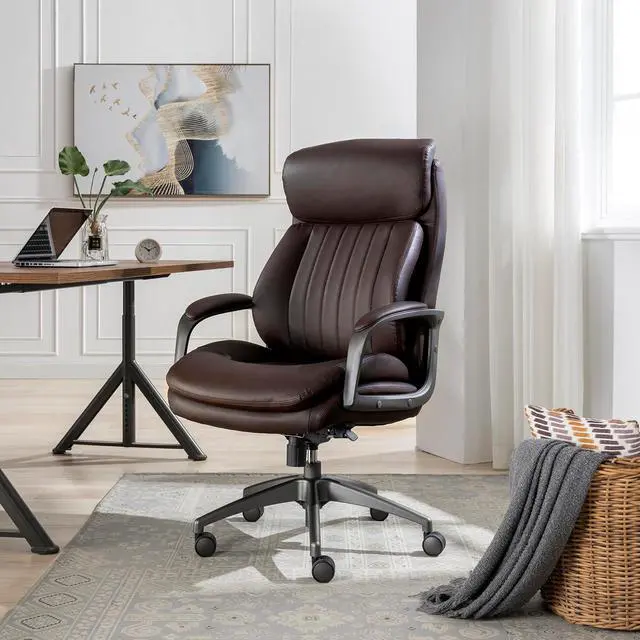 Alt view image 2 of 7 - Nova Executive Office Chair - Ergonomic High Back Desk Chair with AIR Lumbar Support - Comfortable ComputerChair for Home Office - Vegan Leather - Brown