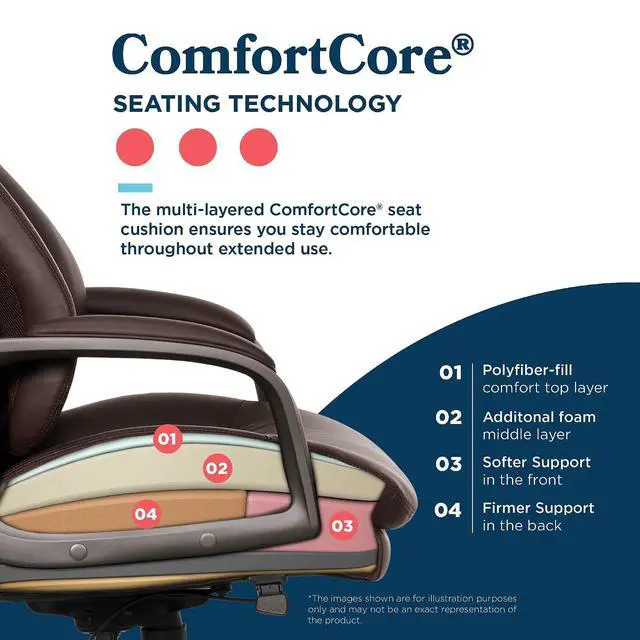 Alt view image 7 of 7 - Nova Executive Office Chair - Ergonomic High Back Desk Chair with AIR Lumbar Support - Comfortable ComputerChair for Home Office - Vegan Leather - Brown