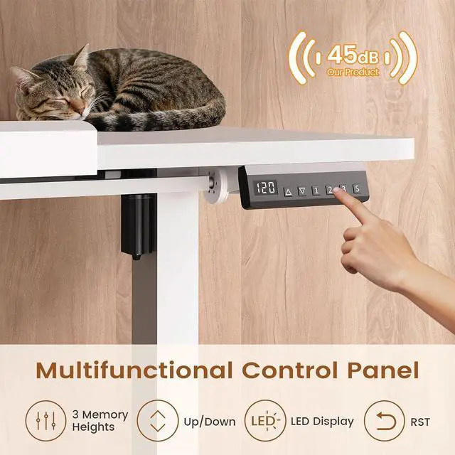 Alt view image 7 of 7 - 47 x 24 Inches Electric Standing Desk, 180° Tiltable Mobile Rising Computer Desk Height Adjustable with Wheels for Drawing/Writing/Gaming/Study/Home Office/Small Space, White