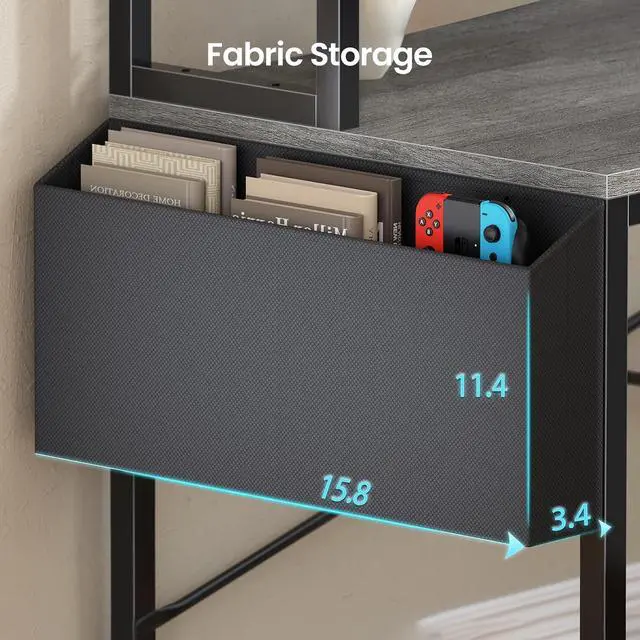 Alt view image 7 of 7 - L Shaped Gaming Desk, 51.2" Reversible Small Corner Desk with 4 Drawer, Power Outlet & LED Lights, Home Office Desk with Storage Shelves for Small Space, Gray