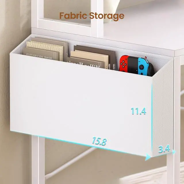 Alt view image 7 of 7 - L Shaped Gaming Desk, 51.2" Reversible Small Corner Desk with 4 Drawer, Power Outlet & LED Lights, Home Office Desk with Storage Shelves for Small Space, White