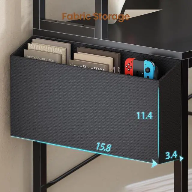 Alt view image 7 of 7 - L Shaped Gaming Desk, 51.2" Reversible Small Corner Desk with 4 Drawer, Power Outlet & LED Lights, Home Office Desk with Storage Shelves for Small Space, Black
