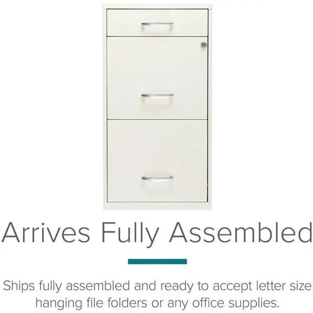 Alt view image 6 of 7 - Set of 5 Metal 3-Drawer Pearl White File Cabinet with Pencil-Drawer