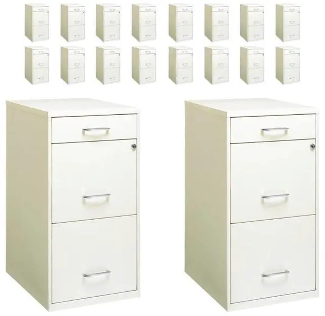 Main image of Set of 18 3-Drawer File Cabinet with Pencil-Drawer in Pearl White