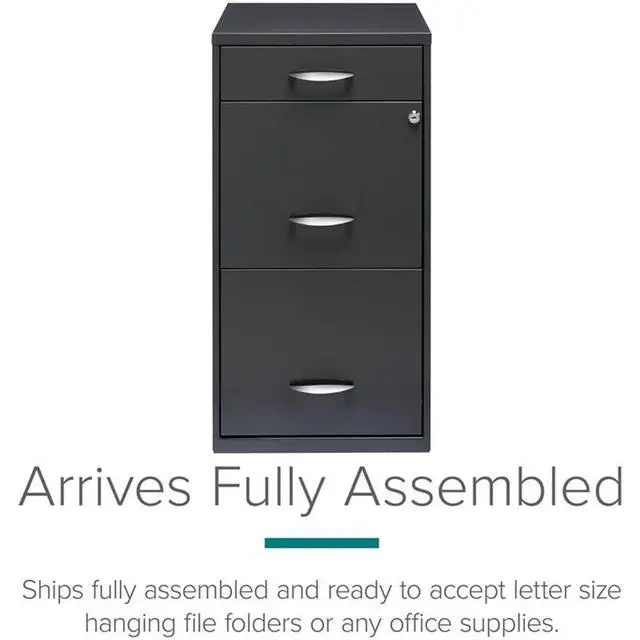 Alt view image 5 of 7 - Set of 5 Contemporary 3-Drawer Metal File Cabinet in Charcoal