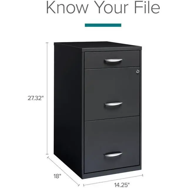 Alt view image 2 of 7 - Set of 5 Contemporary 3-Drawer Metal File Cabinet in Charcoal