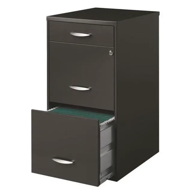 Alt view image 3 of 7 - Set of 5 Contemporary 3-Drawer Metal File Cabinet in Charcoal