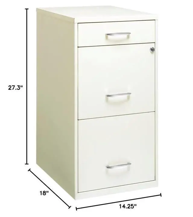 Alt view image 2 of 7 - 3 Drawers 27.32" Vertical White Metal Filing Cabinet Lockable Pre-Assembled Stationary Letter Size for Home, Office