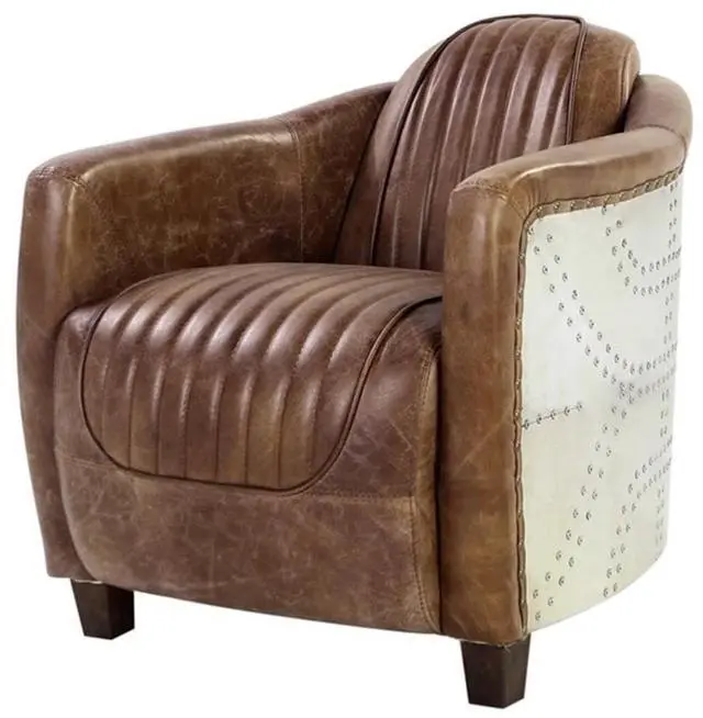 Main image of Brancaster Chair in Retro Brown Top Grain Leather and Aluminum