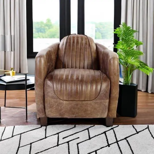 Alt view image 4 of 4 - Brancaster Chair in Retro Brown Top Grain Leather and Aluminum