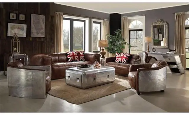 Alt view image 3 of 4 - Brancaster Chair in Retro Brown Top Grain Leather and Aluminum