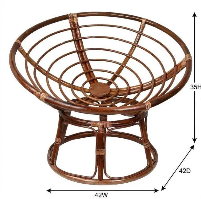 Alt view image 3 of 4 - Bali 42-inch Modern Wicker/Rattan Brown Rattan Papasan Chair Replacement Frame