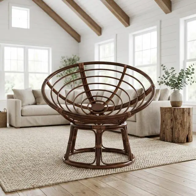 Alt view image 4 of 4 - Bali 42-inch Modern Wicker/Rattan Brown Rattan Papasan Chair Replacement Frame
