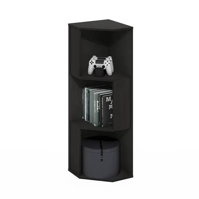 Main image of ECON Corner Shelf, 3-Tier Corner Book Shelf, Standing Storage Shelves, Cube Display Rack, Bookshelf, for Organization and Storage, Living Room, Home Office, Espresso