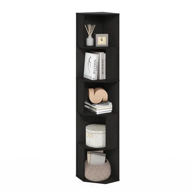 Main image of ECON Corner Shelf, 5-Tier Corner Book Shelf, Standing Storage Shelves, Cube Display Rack, Bookshelf, for Organization and Storage, Living Room, Home Office, Espresso