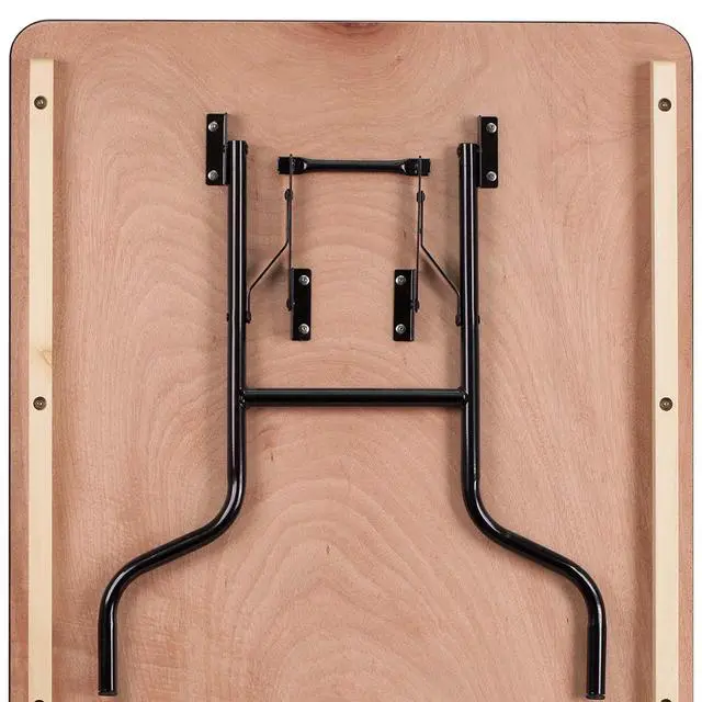 Alt view image 4 of 7 - Fielder 6' Rectangular All-Occasion Wood Folding Event Table, Foldable Portable Banquet Table with Wooden Top, Natural/Black